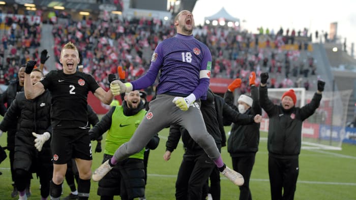 Canada celebrates its win vs. the USMNT